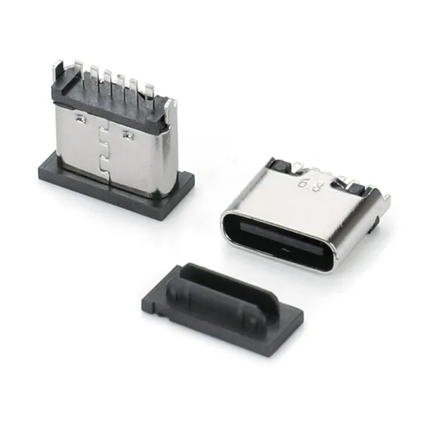 6 pin female socket DIP vinyl h6.8 usb c 3.0 connector
